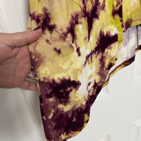 LOGO by Lori Goldstein Tie-Dye Short Sleeve Top - Burgundy and Olive - Picture 8 of 11